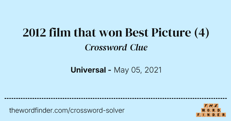 2012 film that won Best Picture crossword clue image