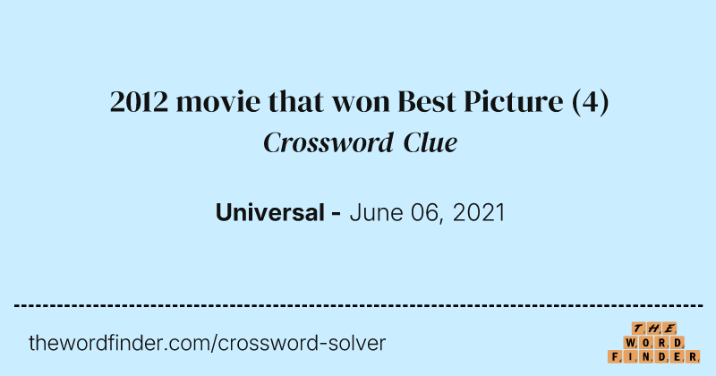 2012 movie that won Best Picture crossword clue image