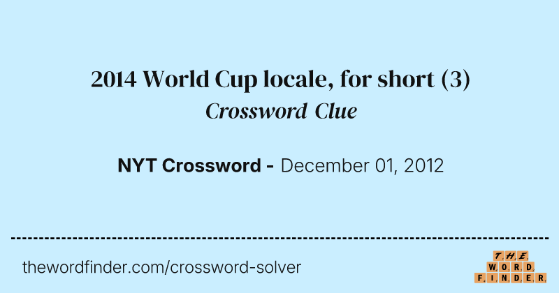 2014 World Cup locale, for short crossword clue image