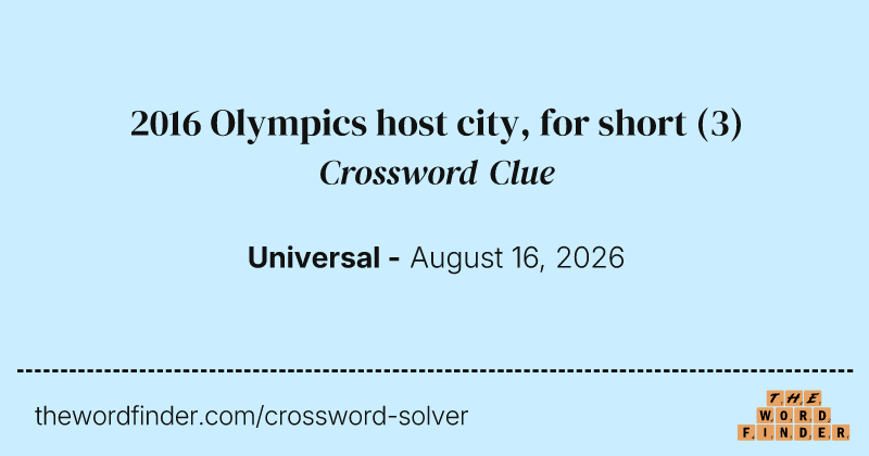 2016 Olympics host city, for short crossword clue image
