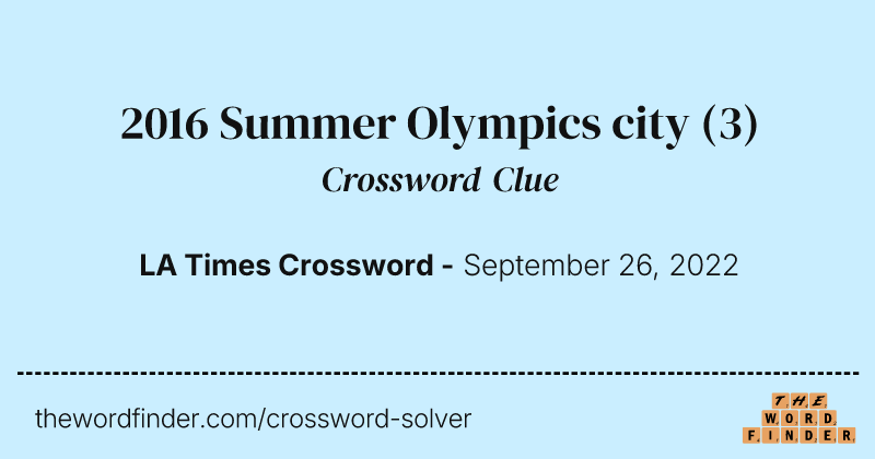 2016 Summer Olympics city crossword clue image