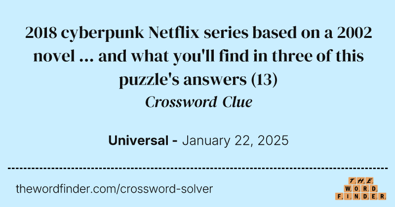 2018 cyberpunk Netflix series based on a 2002 novel ... and what you'll find in three of this puzzle's answers crossword clue image