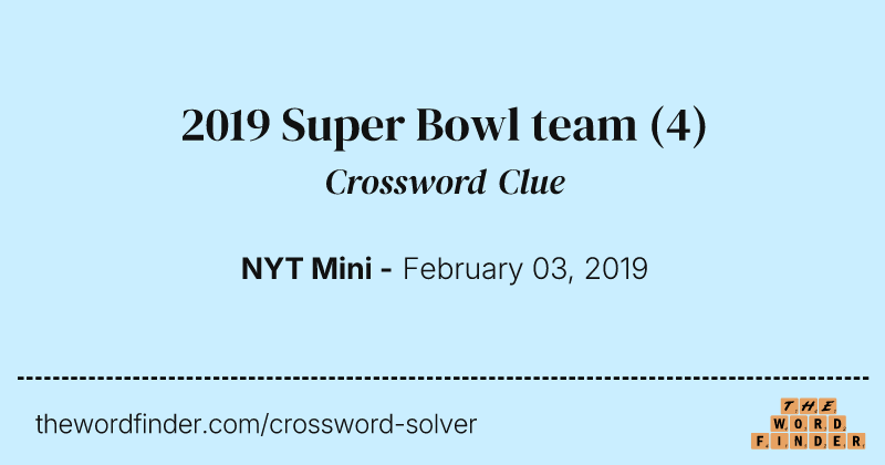 2019 Super Bowl team crossword clue image