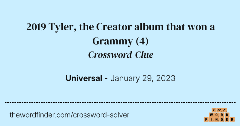 2019 Tyler, the Creator album that won a Grammy crossword clue image