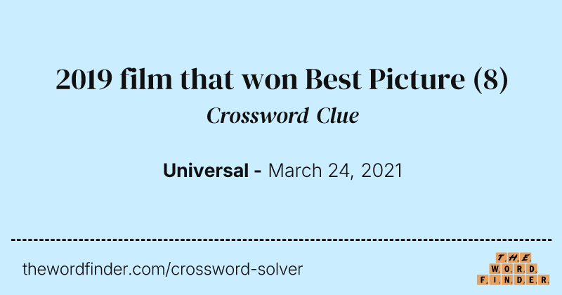 2019 film that won Best Picture crossword clue image