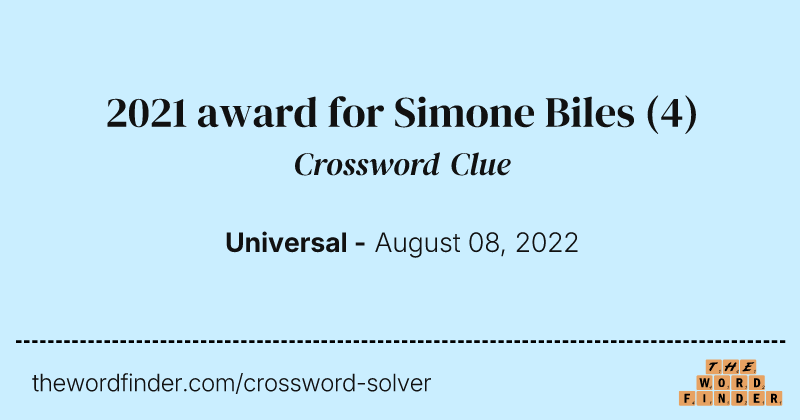 2021 award for Simone Biles crossword clue image