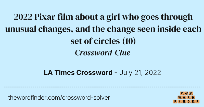 2022 Pixar film about a girl who goes through unusual changes, and the change seen inside each set of circles crossword clue image