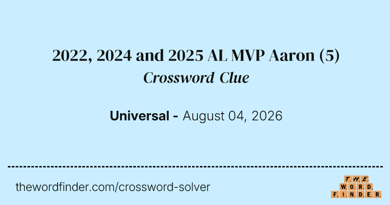 2022, 2024 and 2025 AL MVP Aaron crossword clue image
