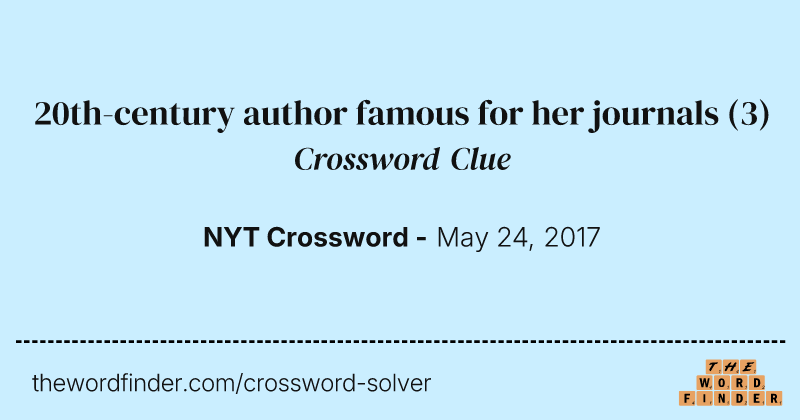 20th-century author famous for her journals crossword clue image
