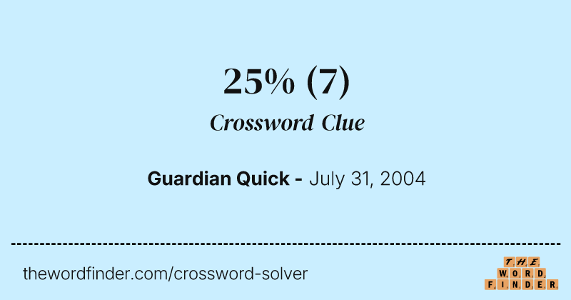 25% crossword clue image