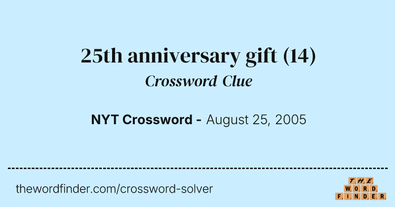 25th anniversary gift crossword clue image