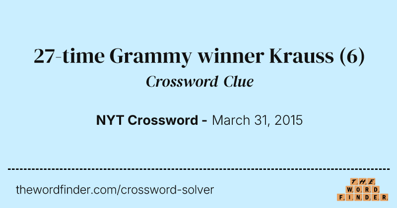 27-time Grammy winner Krauss crossword clue image