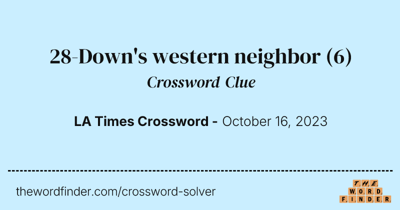 28-Down's western neighbor crossword clue image
