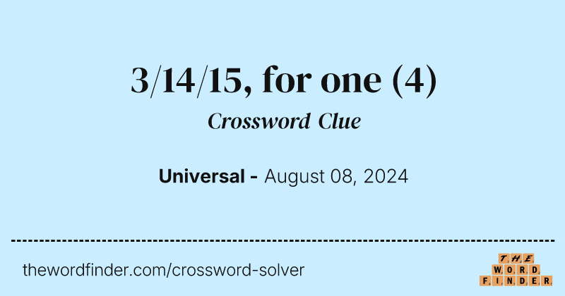 3/14/15, for one crossword clue image