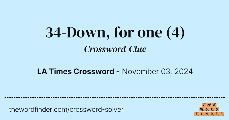 34-Down, for one crossword clue image