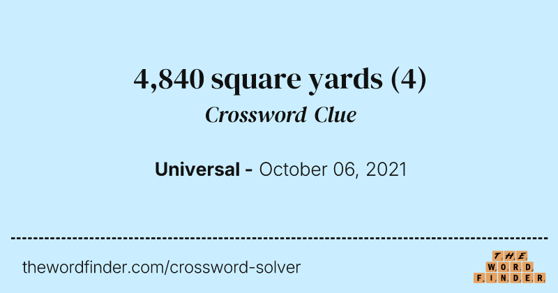 4,840 square yards crossword clue image