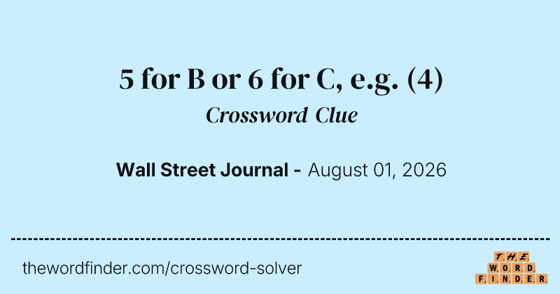 5 for B or 6 for C, e.g. crossword clue image