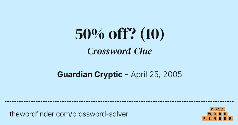 50% off? crossword clue image