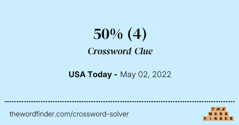50% crossword clue image