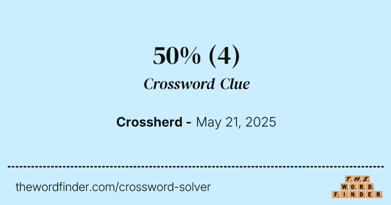 50% crossword clue image