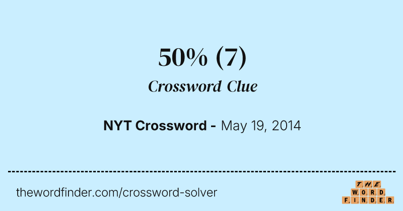 50% crossword clue image