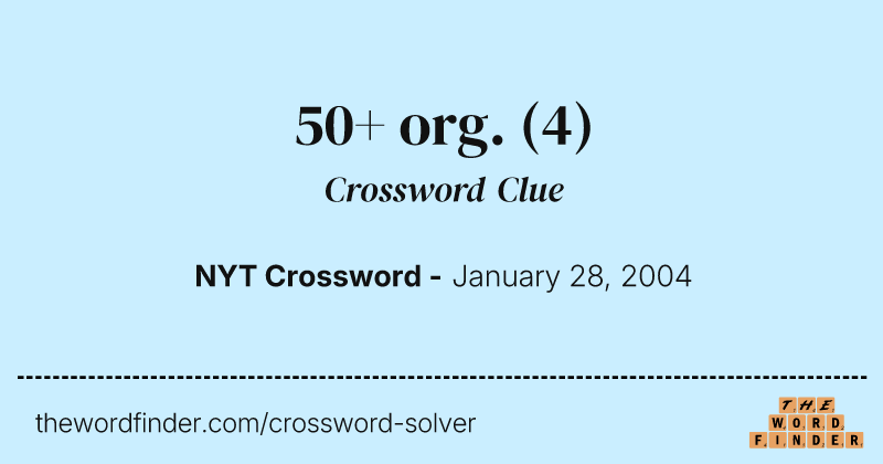 50+ org. crossword clue image