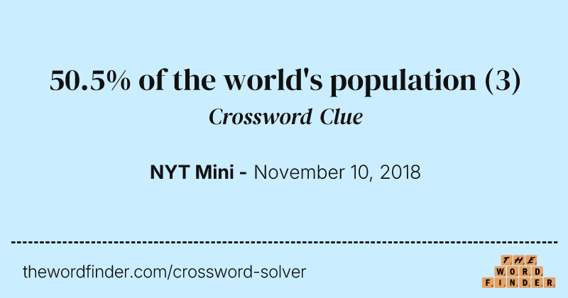 50.5% of the world's population crossword clue image