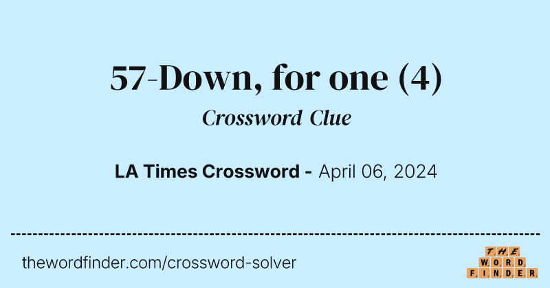 57-Down, for one crossword clue image