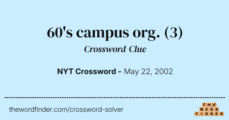 60's campus org. crossword clue image