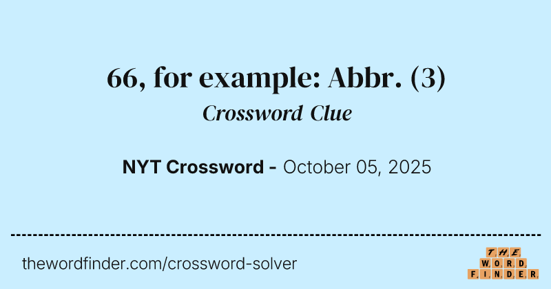66, for example: Abbr. crossword clue image