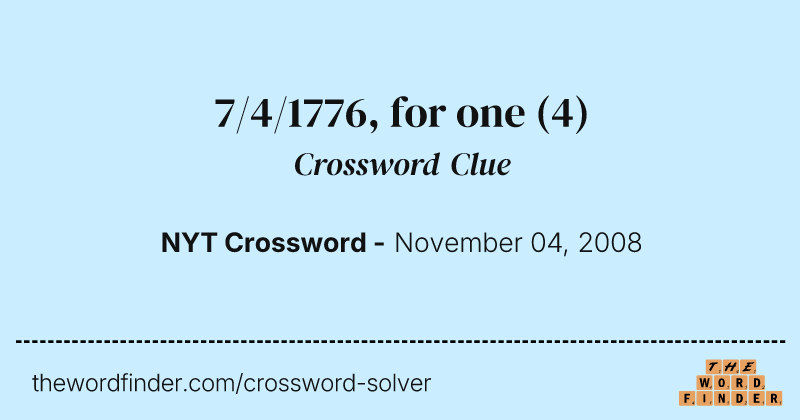 7/4/1776, for one crossword clue image
