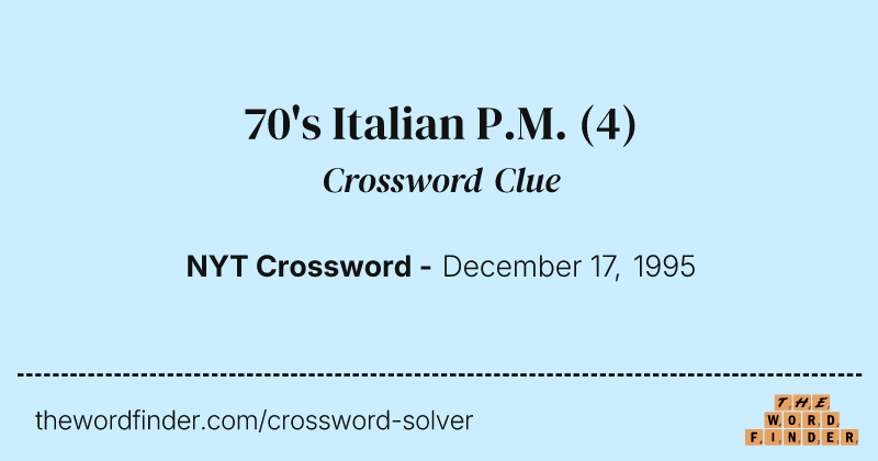 70's Italian P.M. crossword clue image
