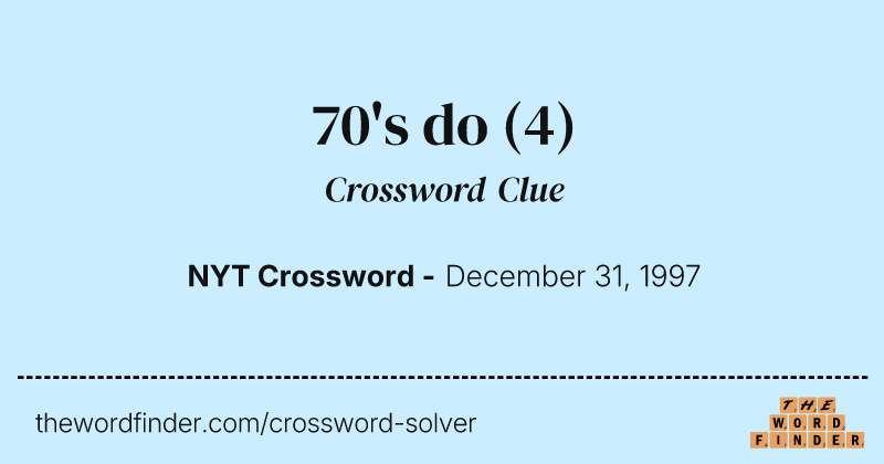 70's do crossword clue image