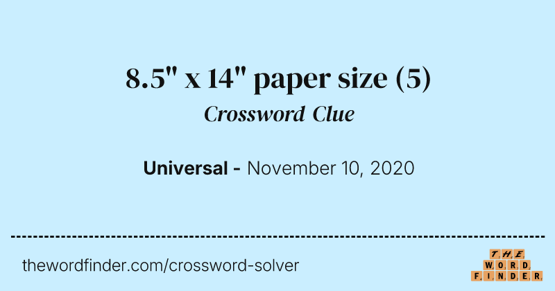 8.5" x 14" paper size crossword clue image