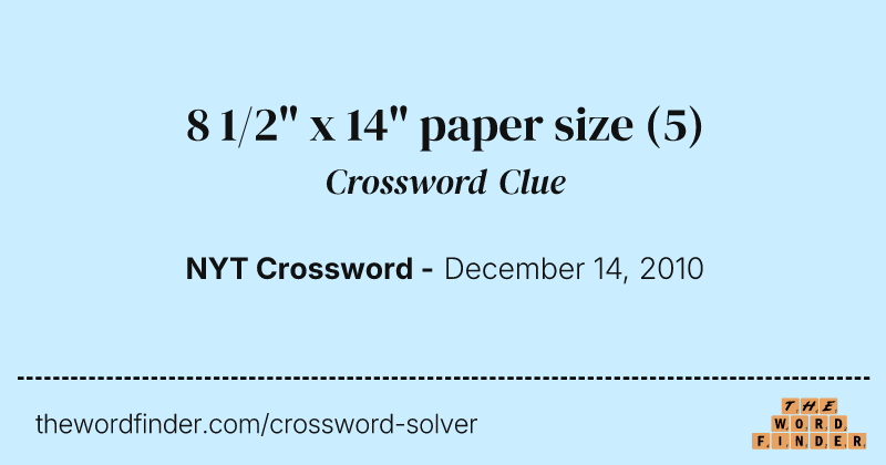 8 1/2" x 14" paper size crossword clue image
