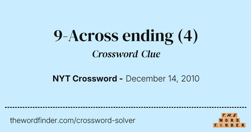 9-Across ending crossword clue image