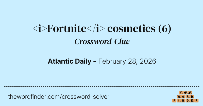 <i>Fortnite</i> cosmetics crossword clue image