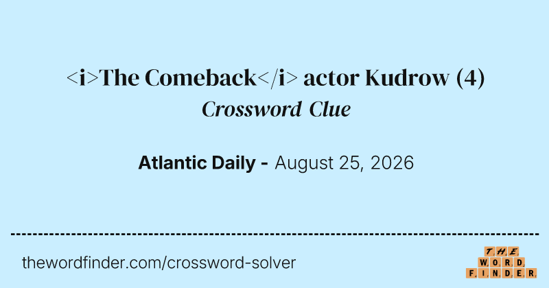 <i>The Comeback</i> actor Kudrow crossword clue image