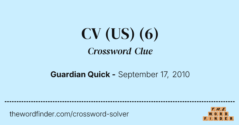 CV (US) crossword clue image