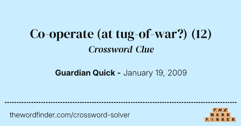 Co-operate (at tug-of-war?) crossword clue image