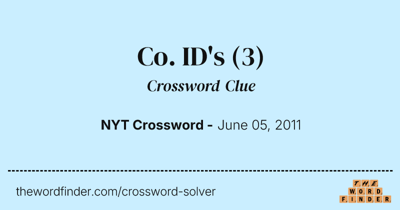 Co. ID's crossword clue image
