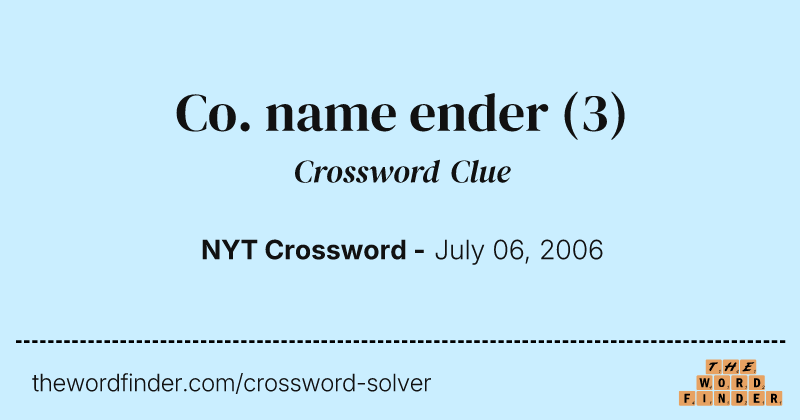 Co. name ender crossword clue image