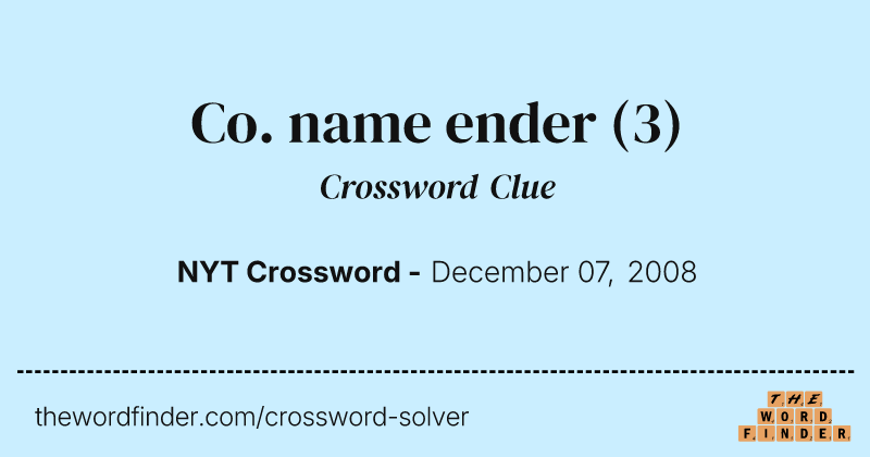 Co. name ender crossword clue image