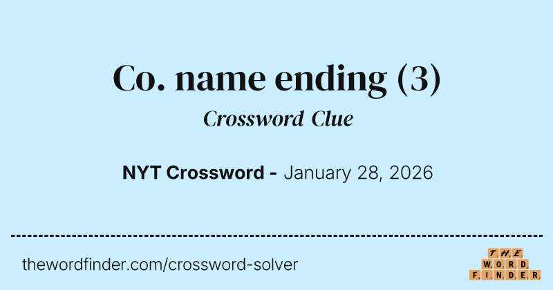 Co. name ending crossword clue image