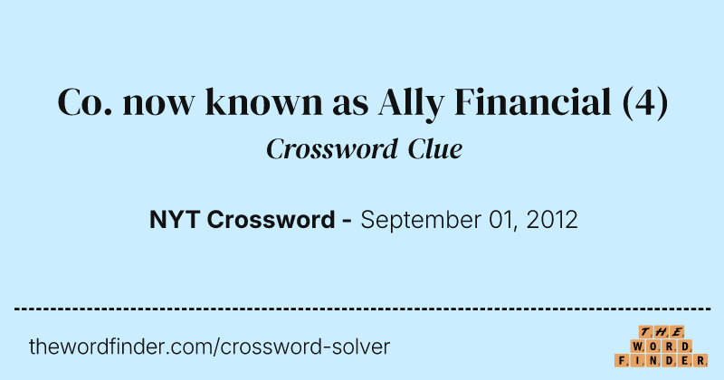 Co. now known as Ally Financial crossword clue image