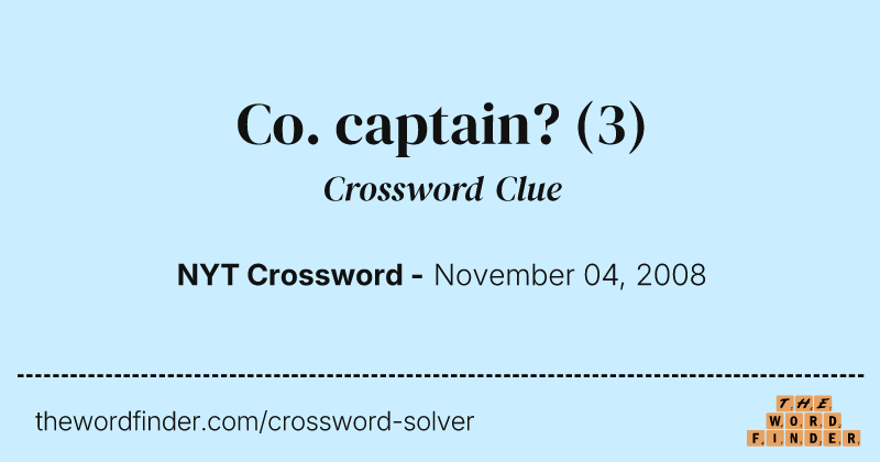 Co. captain? crossword clue image