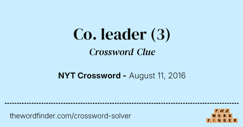 Co. leader crossword clue image