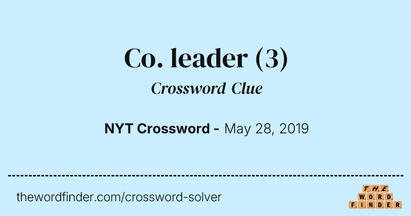 Co. leader crossword clue image