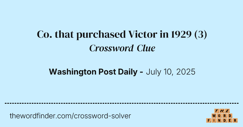 Co. that purchased Victor in 1929 crossword clue image