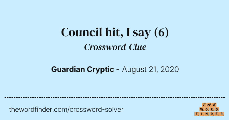 Council hit, I say crossword clue image